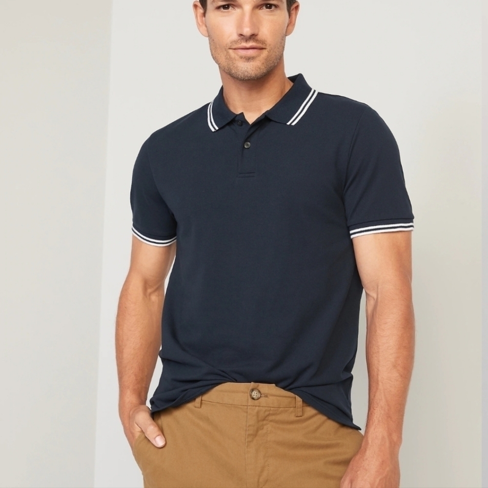 NWT Old Navy teal built in flex Go- Dry moisture wicking tipp3d pique polo